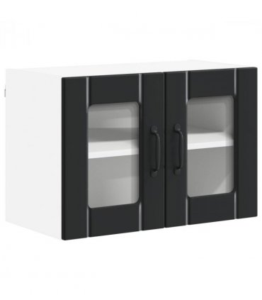 vidaXL Wall Glass Cabinet LUCCA 2 pcs Black 60 x 31 x 40 cm — Model: 2x wall glass cabinet (2 doors)