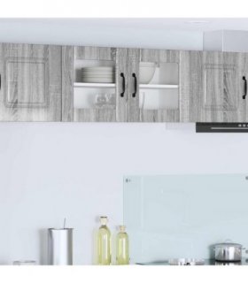 vidaXL Wall Glass Cabinet LUCCA Grey Sonoma 80 x 31 x 40 cm — Model: 1x wall glass cabinet (2 doors)
