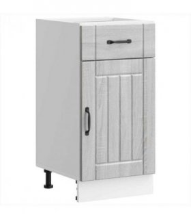 vidaXL Kitchen Base Cabinet Lucca Grey Sonoma Engineered W — Size: 40 x 46 x 81.5 cm, Model: 1x bottom cabinet (1 door 1 drawer)
