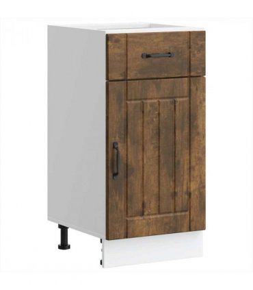 vidaXL Kitchen Base Cabinet Lucca Smoked Oak Engineered Wo — Size: 40 x 46 x 81.5 cm, Model: 1x bottom cabinet (1 door 1 drawer)