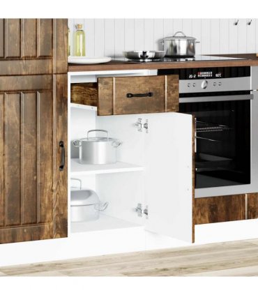 vidaXL Kitchen Base Cabinet Lucca Smoked Oak Engineered Wo — Size: 40 x 46 x 81.5 cm, Model: 1x bottom cabinet (1 door 1 drawer)