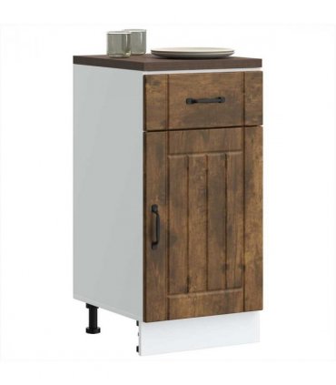 vidaXL Kitchen Base Cabinet Lucca Smoked Oak Engineered Wo — Size: 40 x 46 x 81.5 cm, Model: 1x bottom cabinet (1 door 1 drawer)