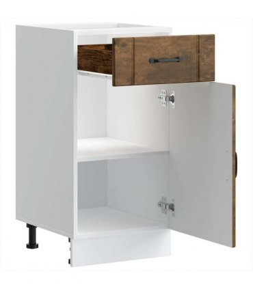 vidaXL Kitchen Base Cabinet Lucca Smoked Oak Engineered Wo — Size: 40 x 46 x 81.5 cm, Model: 1x bottom cabinet (1 door 1 drawer)