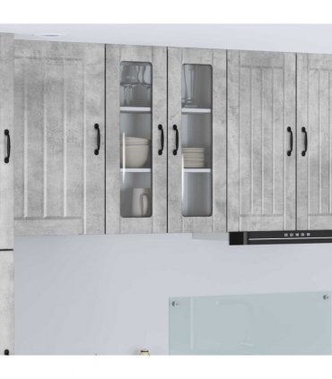 vidaXL Wall Glass Cabinet LUCCA Concrete Grey 60 x 31 x 80 cm — Model: 1x wall glass cabinet (2 doors)