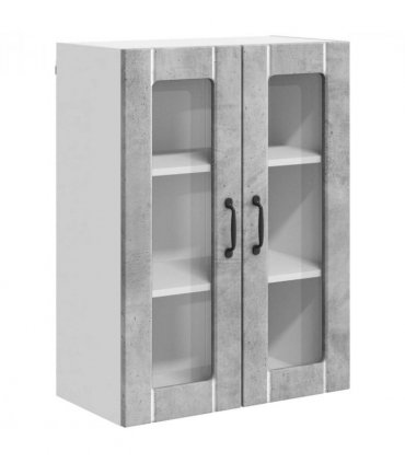 vidaXL Wall Glass Cabinet LUCCA Concrete Grey 60 x 31 x 80 cm — Model: 1x wall glass cabinet (2 doors)