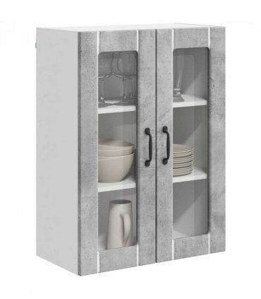 vidaXL Wall Glass Cabinet LUCCA Concrete Grey 60 x 31 x 80 cm — Model: 1x wall glass cabinet (2 doors)