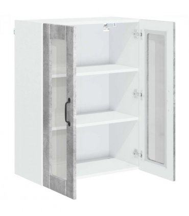 vidaXL Wall Glass Cabinet LUCCA Concrete Grey 60 x 31 x 80 cm — Model: 1x wall glass cabinet (2 doors)