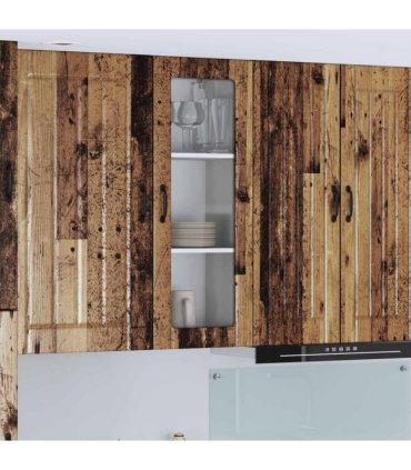 vidaXL Wall Glass Cabinet LUCCA Old Wood 40 x 31 x 100 cm — Model: 1x wall glass cabinet (1 door)