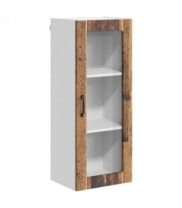 vidaXL Wall Glass Cabinet LUCCA Old Wood 40 x 31 x 100 cm — Model: 1x wall glass cabinet (1 door)
