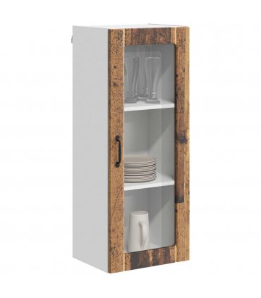 vidaXL Wall Glass Cabinet LUCCA Old Wood 40 x 31 x 100 cm — Model: 1x wall glass cabinet (1 door)