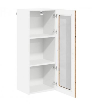 vidaXL Wall Glass Cabinet LUCCA Old Wood 40 x 31 x 100 cm — Model: 1x wall glass cabinet (1 door)