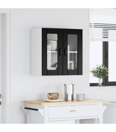 vidaXL Wall Glass Cabinet LUCCA Black Oak 60 x 31 x 60 cm — Model: 1x wall glass cabinet (2 doors)