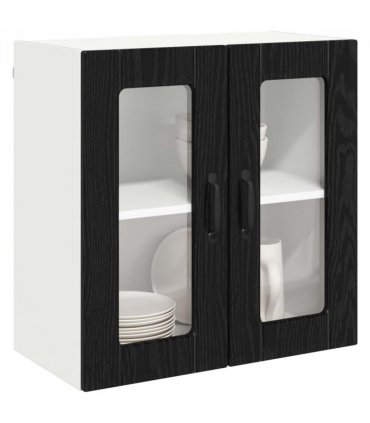 vidaXL Wall Glass Cabinet LUCCA Black Oak 60 x 31 x 60 cm — Model: 1x wall glass cabinet (2 doors)