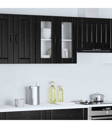 vidaXL Wall Glass Cabinet LUCCA Black Oak 60 x 31 x 60 cm — Model: 1x wall glass cabinet (2 doors)