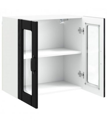 vidaXL Wall Glass Cabinet LUCCA Black Oak 60 x 31 x 60 cm — Model: 1x wall glass cabinet (2 doors)