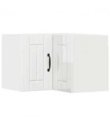 vidaXL Wall Corner Cabinet LUCCA High Gloss White 57 x 57 x 40 cm — Model: 1x wall corner cabinet