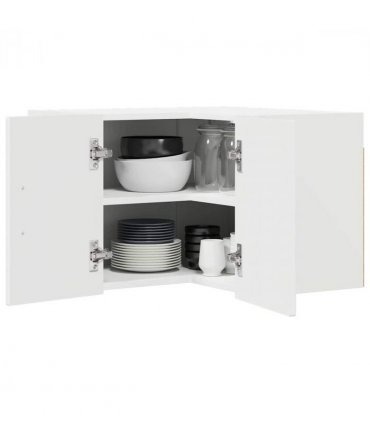 vidaXL Wall Corner Cabinet LUCCA High Gloss White 57 x 57 x 40 cm — Model: 1x wall corner cabinet