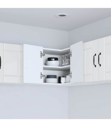 vidaXL Wall Corner Cabinet LUCCA High Gloss White 57 x 57 x 40 cm — Model: 1x wall corner cabinet