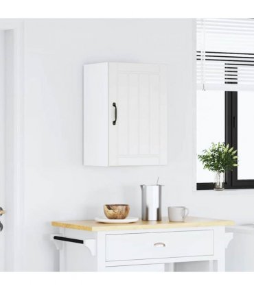 vidaXL Kitchen Wall Cabinet Lucca White Engineered Wood — Size: 40 x 31 x 60 cm, Model: 1x wall cabinet (1 door)