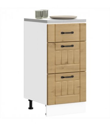 vidaXL Kitchen Base Cabinet Lucca Artisan Oak Engineered Wood — Size: 40 x 46 x 81.5 cm, Model: 1x bottom cabinet (3 drawers)
