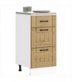 vidaXL Kitchen Base Cabinet Lucca Artisan Oak Engineered Wood — Size: 40 x 46 x 81.5 cm, Model: 1x bottom cabinet (3 drawers)