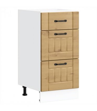 vidaXL Kitchen Base Cabinet Lucca Artisan Oak Engineered Wood — Size: 40 x 46 x 81.5 cm, Model: 1x bottom cabinet (3 drawers)