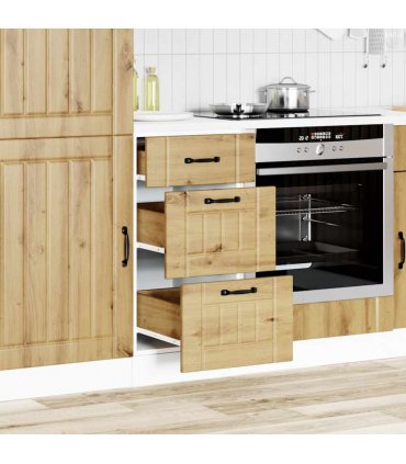 vidaXL Kitchen Base Cabinet Lucca Artisan Oak Engineered Wood — Size: 40 x 46 x 81.5 cm, Model: 1x bottom cabinet (3 drawers)