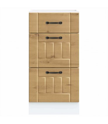 vidaXL Kitchen Base Cabinet Lucca Artisan Oak Engineered Wood — Size: 40 x 46 x 81.5 cm, Model: 1x bottom cabinet (3 drawers)