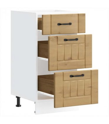 vidaXL Kitchen Base Cabinet Lucca Artisan Oak Engineered Wood — Size: 40 x 46 x 81.5 cm, Model: 1x bottom cabinet (3 drawers)