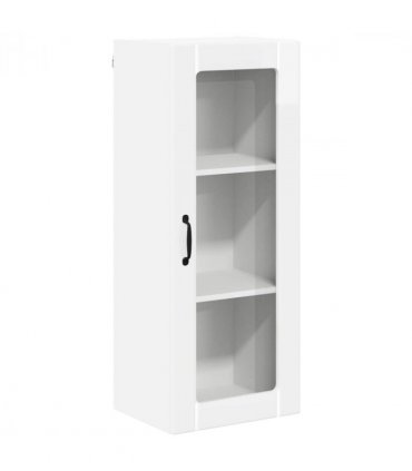 vidaXL Wall Glass Cabinet LUCCA High Gloss White 40 x 31 x 100 cm — Model: 1x wall glass cabinet (1 door)