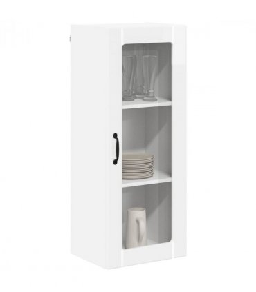 vidaXL Wall Glass Cabinet LUCCA High Gloss White 40 x 31 x 100 cm — Model: 1x wall glass cabinet (1 door)