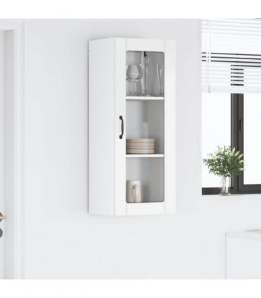 vidaXL Wall Glass Cabinet LUCCA High Gloss White 40 x 31 x 100 cm — Model: 1x wall glass cabinet (1 door)