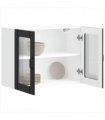 vidaXL Kitchen Wall Cabinet with Glass Door Lucca Black Engineer — Size: 80 x 31 x 60 cm, Model: 1x wall glass cabinet (2 doors)