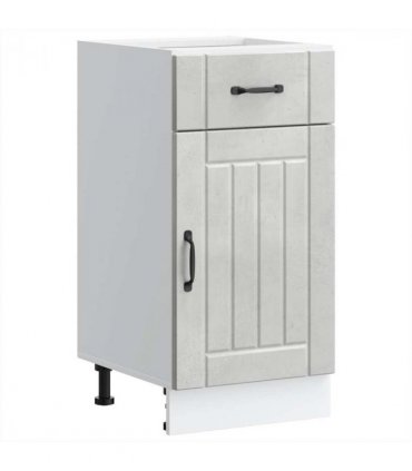 vidaXL Kitchen Base Cabinet Lucca Concrete Grey Engineered — Size: 40 x 46 x 81.5 cm, Model: 1x bottom cabinet (1 door 1 drawer)