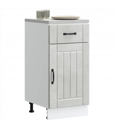 vidaXL Kitchen Base Cabinet Lucca Concrete Grey Engineered — Size: 40 x 46 x 81.5 cm, Model: 1x bottom cabinet (1 door 1 drawer)