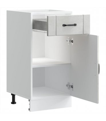 vidaXL Kitchen Base Cabinet Lucca Concrete Grey Engineered — Size: 40 x 46 x 81.5 cm, Model: 1x bottom cabinet (1 door 1 drawer)