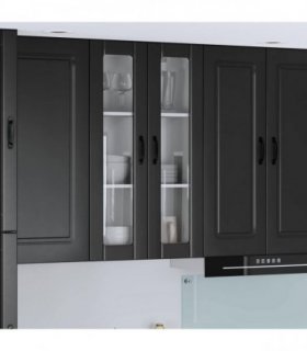 vidaXL Wall Glass Cabinet LUCCA Black 60 x 31 x 100 cm Engineered Wood — Model: 1x wall glass cabinet (2 doors)