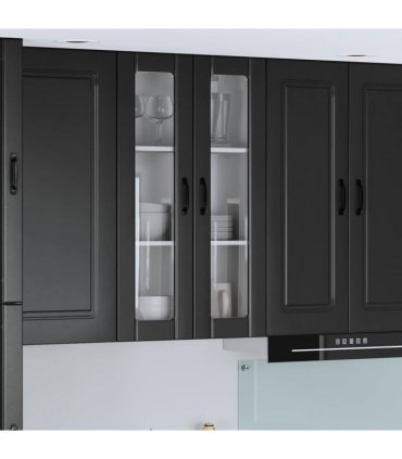 vidaXL Wall Glass Cabinet LUCCA Black 60 x 31 x 100 cm Engineered Wood — Model: 1x wall glass cabinet (2 doors)