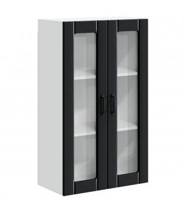 vidaXL Wall Glass Cabinet LUCCA Black 60 x 31 x 100 cm Engineered Wood — Model: 1x wall glass cabinet (2 doors)