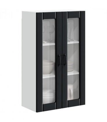 vidaXL Wall Glass Cabinet LUCCA Black 60 x 31 x 100 cm Engineered Wood — Model: 1x wall glass cabinet (2 doors)
