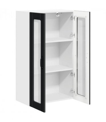 vidaXL Wall Glass Cabinet LUCCA Black 60 x 31 x 100 cm Engineered Wood — Model: 1x wall glass cabinet (2 doors)