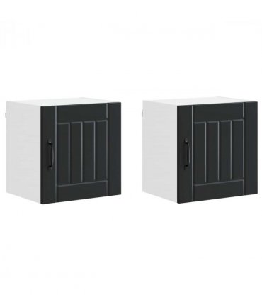 vidaXL Wall Cabinet LUCCA 2 pcs Black 40 x 31 x 40 cm Engineered Wood — Model: 2x wall cabinet (1 door)