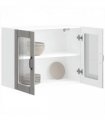 vidaXL Kitchen Wall Cabinet with Glass Door Lucca Grey Sonoma En — Size: 80 x 31 x 60 cm, Model: 1x wall glass cabinet (2 doors)