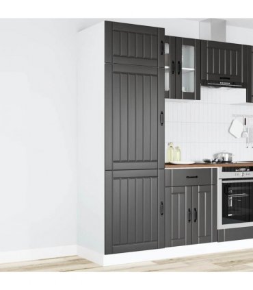 vidaXL Kitchen Cupboard Lucca Black Engineered Wood — Size: 60 x 57 x 207 cm, Model: 1x cupboard