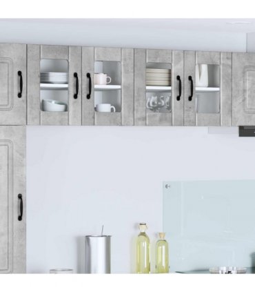 vidaXL Wall Glass Cabinet LUCCA 2 pcs Concrete Grey 60 x 31 x 40 cm — Model: 2x wall glass cabinet (2 doors)