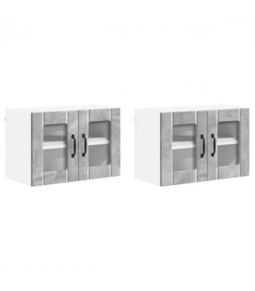 vidaXL Wall Glass Cabinet LUCCA 2 pcs Concrete Grey 60 x 31 x 40 cm — Model: 2x wall glass cabinet (2 doors)