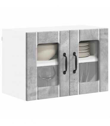 vidaXL Wall Glass Cabinet LUCCA 2 pcs Concrete Grey 60 x 31 x 40 cm — Model: 2x wall glass cabinet (2 doors)