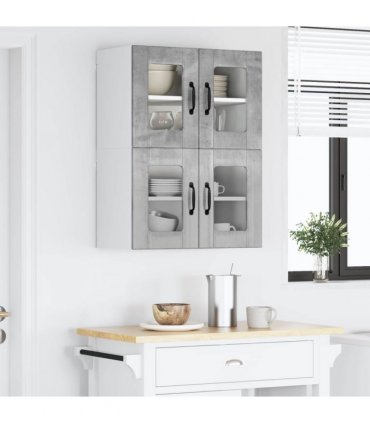 vidaXL Wall Glass Cabinet LUCCA 2 pcs Concrete Grey 60 x 31 x 40 cm — Model: 2x wall glass cabinet (2 doors)