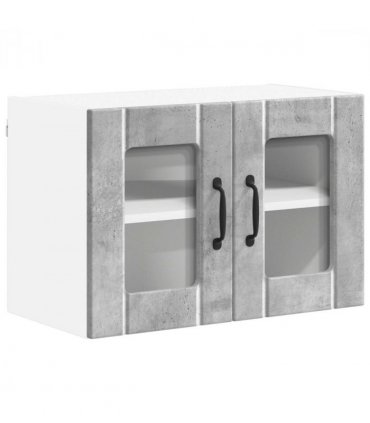 vidaXL Wall Glass Cabinet LUCCA 2 pcs Concrete Grey 60 x 31 x 40 cm — Model: 2x wall glass cabinet (2 doors)