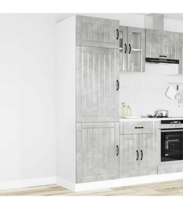 vidaXL Kitchen Cupboard Lucca Concrete Grey Engineered Wood — Size: 60 x 57 x 207 cm, Model: 1x cupboard